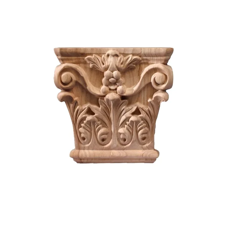 Unfinished Hand Carved Decorative Column Capitals Wood Corbels American modern cabinet decoration bedroom light luxury corner
