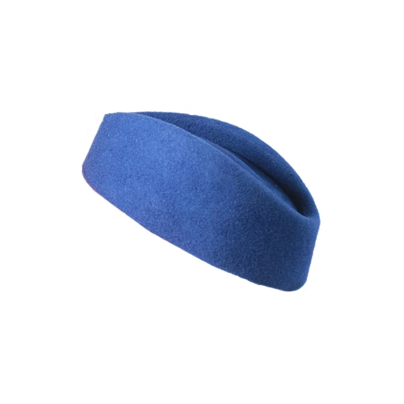Hot Sale Wool Felt Pillbox Air Hostesses Beret Hat Airline Stewardess Sexy Formal Uniform Hats Accessory
