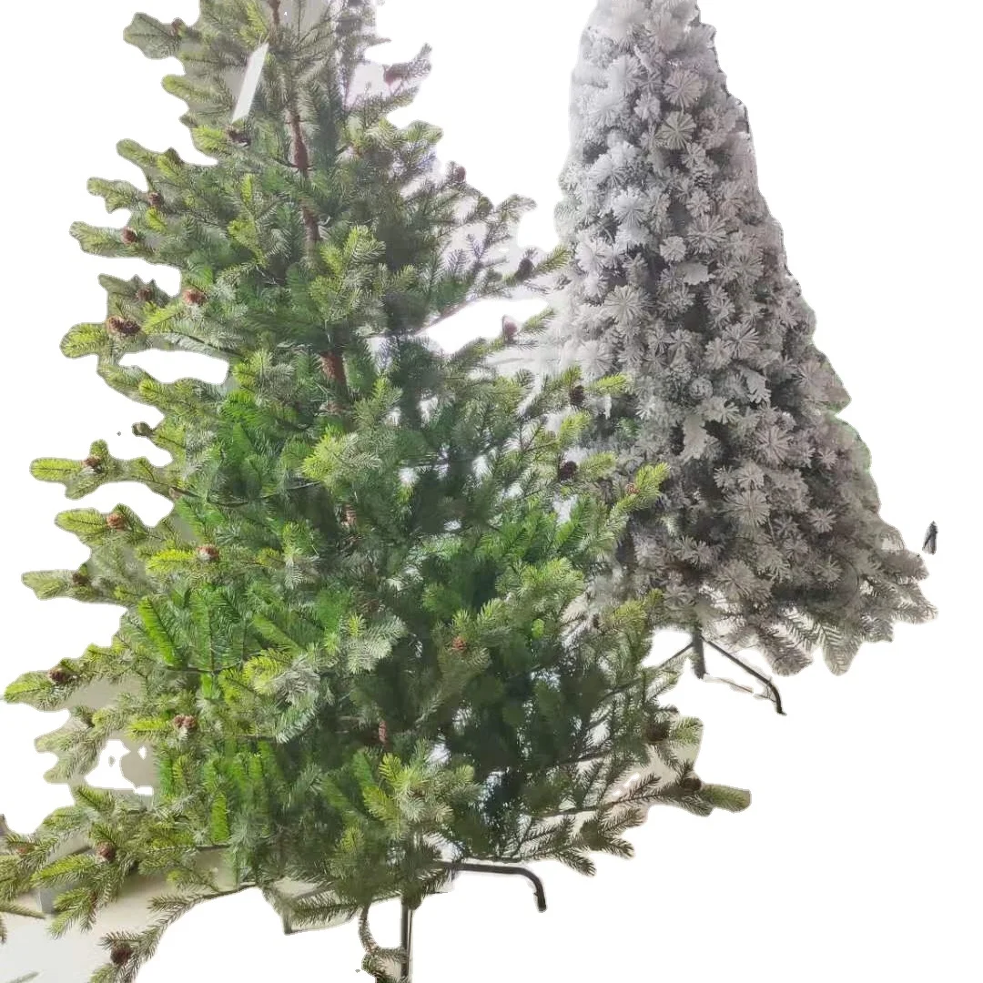 Зеленая или Флокированная белая искусственная Рождественская елка, уличная Рождественская елка