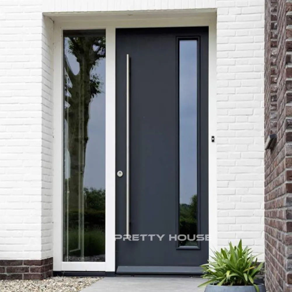 Modern House Villa Exterior Door Stainless Steel Front Entrance Pivot Entry Door