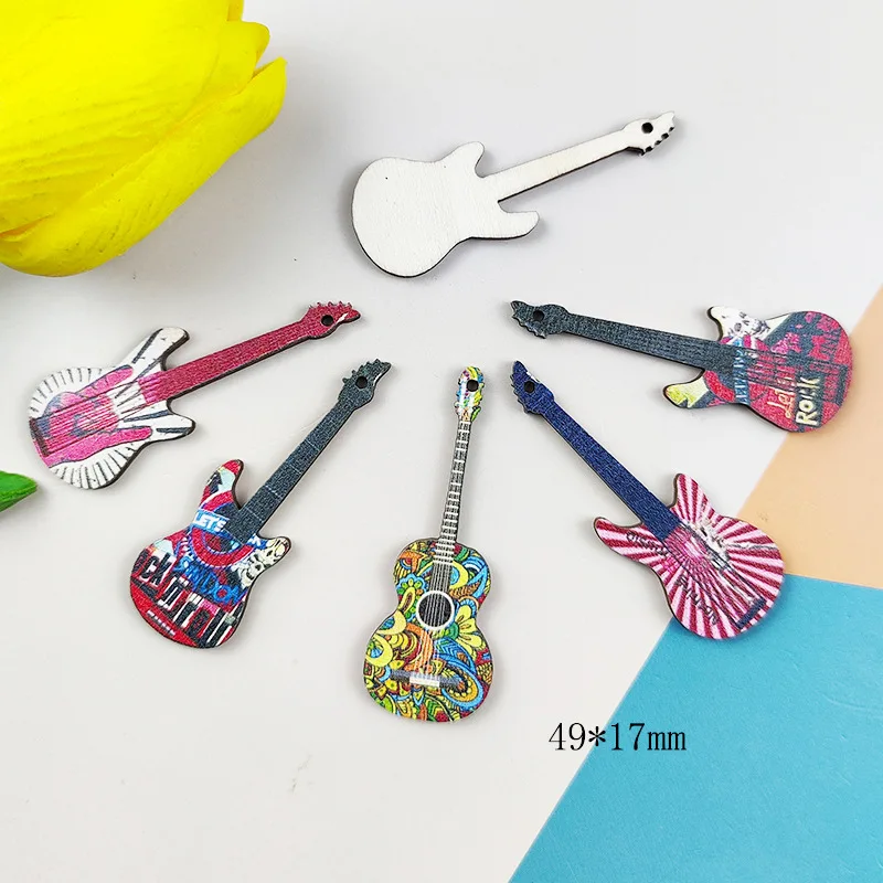 Guitar Wooden Charms Fit DIY Jewelry Making Musical Instrument Earring Pendant Handmade Craft