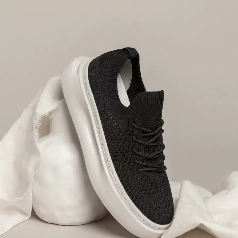 Custom logo OEM ODM woman lady fashion sneaker knitted casual chunky  woman shoes 2020