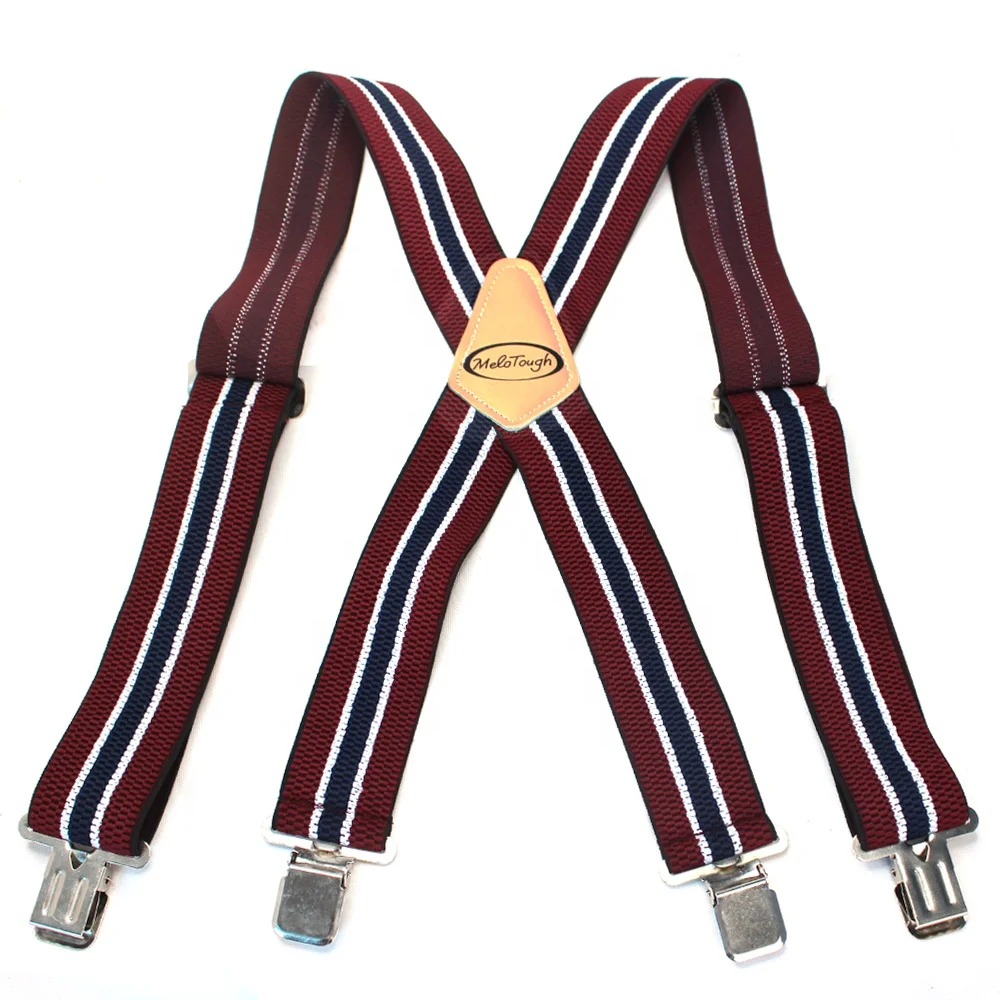 wholesale custom suspender for men Heavy Duty utility Clips 2 inch Wide Elastic Work braces
