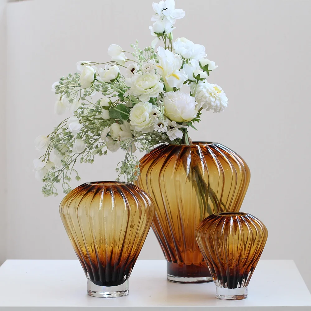 Bixuan Handblown Solid Color Glass Flower Arrangement Vase Unique Colorful Hot Balloon Shape Table Decor Centerpiece Vases
