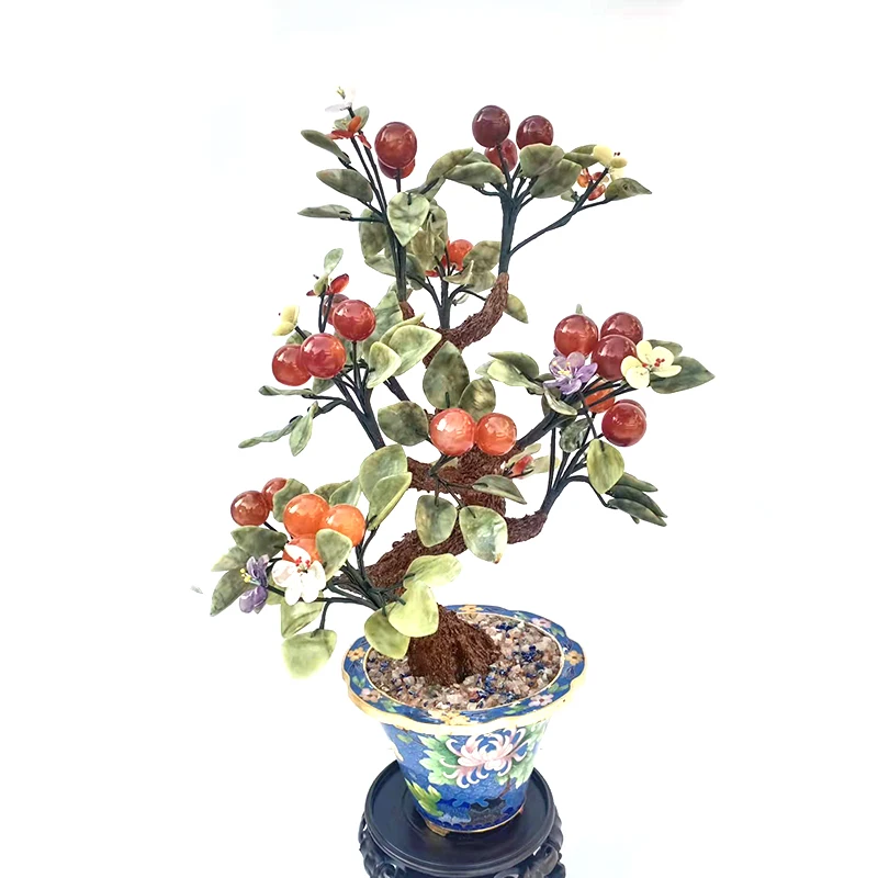 Natural jade bonsai flower bone jade handicraft home decoration simulation immortal flower tree