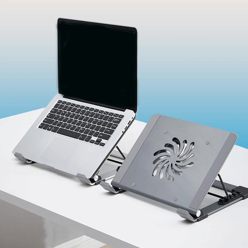 Aluminum Height Adjustable Laptop Cooler with Fan Notebook Stand Holder Riser Laptop Cooling Pad