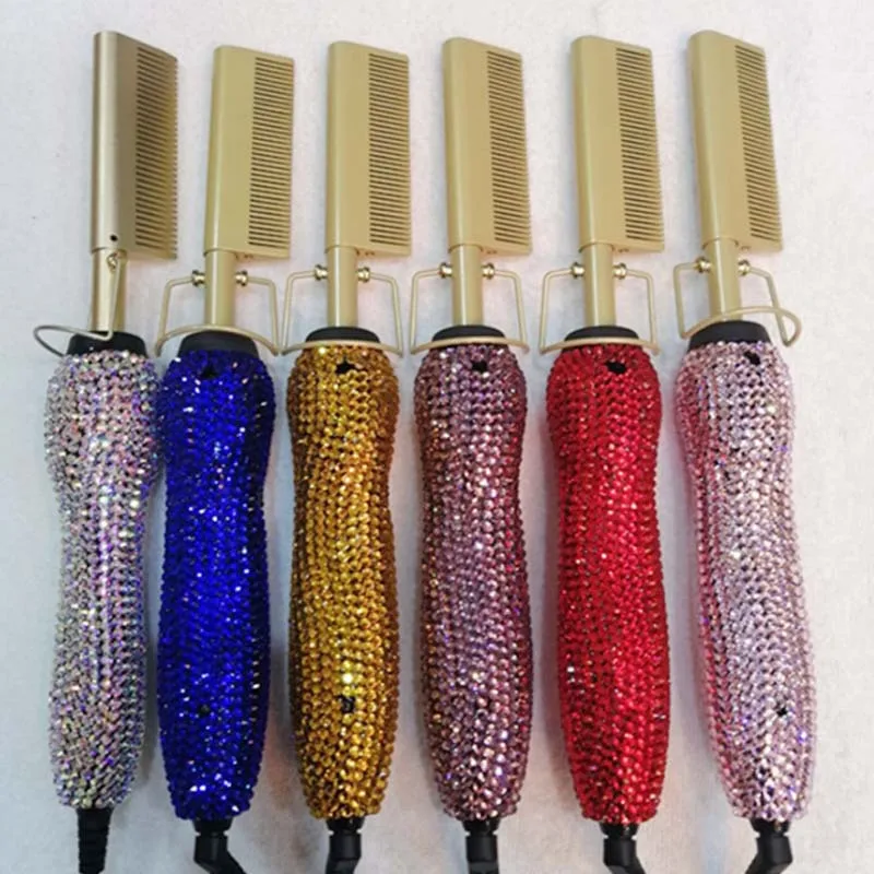 Wholesale Custom Private Label Copper Hot Comb Electric,High Temperature Hair Straightener Bling Hot Comb For Curly Hair