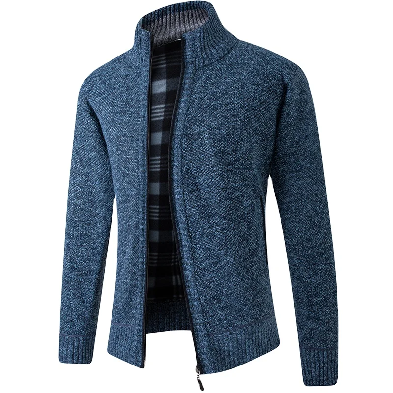 New autumn and winter sweater for men with a cashmere cardigan jacket with a stand collar