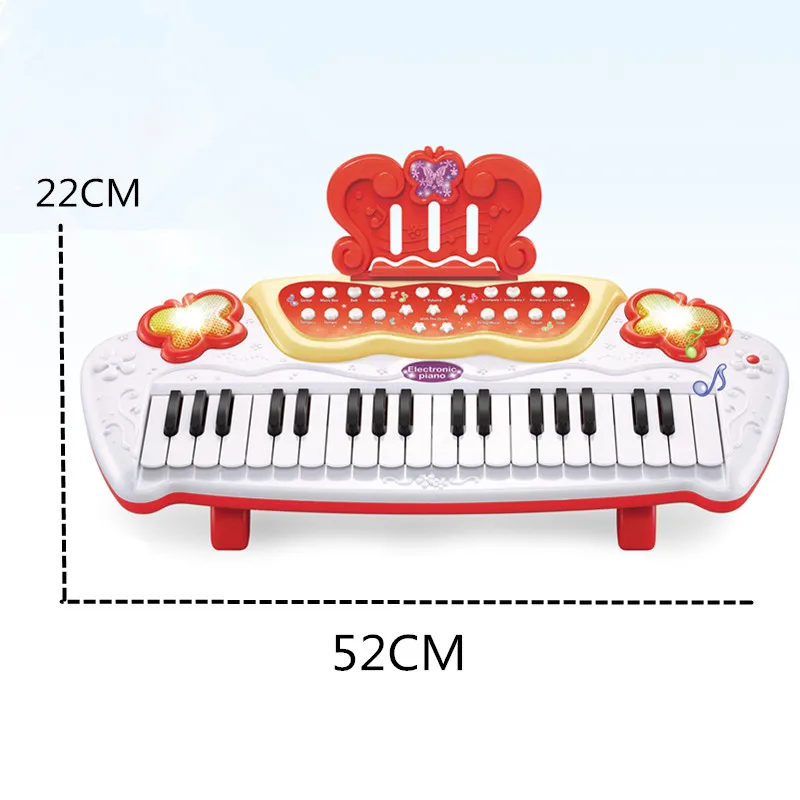 Popular baby musical instrument electronic learning plastic keyboard cartoon butterfly piano toy with microphone