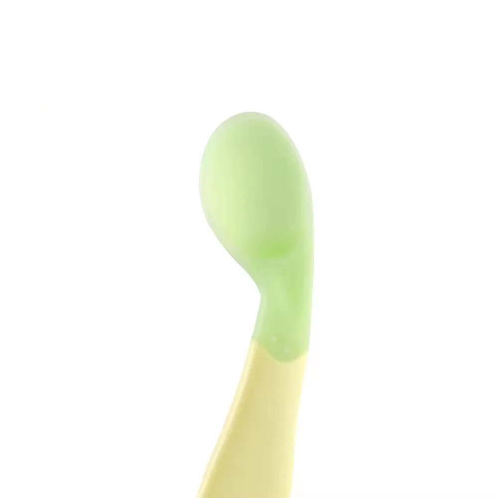 Plastic PP Kid Tableware Baby Color Changing Heat Sensing Spoon For Toddler Feeding Spoon with soft head