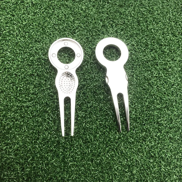 Аксессуары для гольфа оптом в наличии насыпью Магнитный чистый шар зеленый шаг металлическая вилка для гольфа ремонтный инструмент Divot