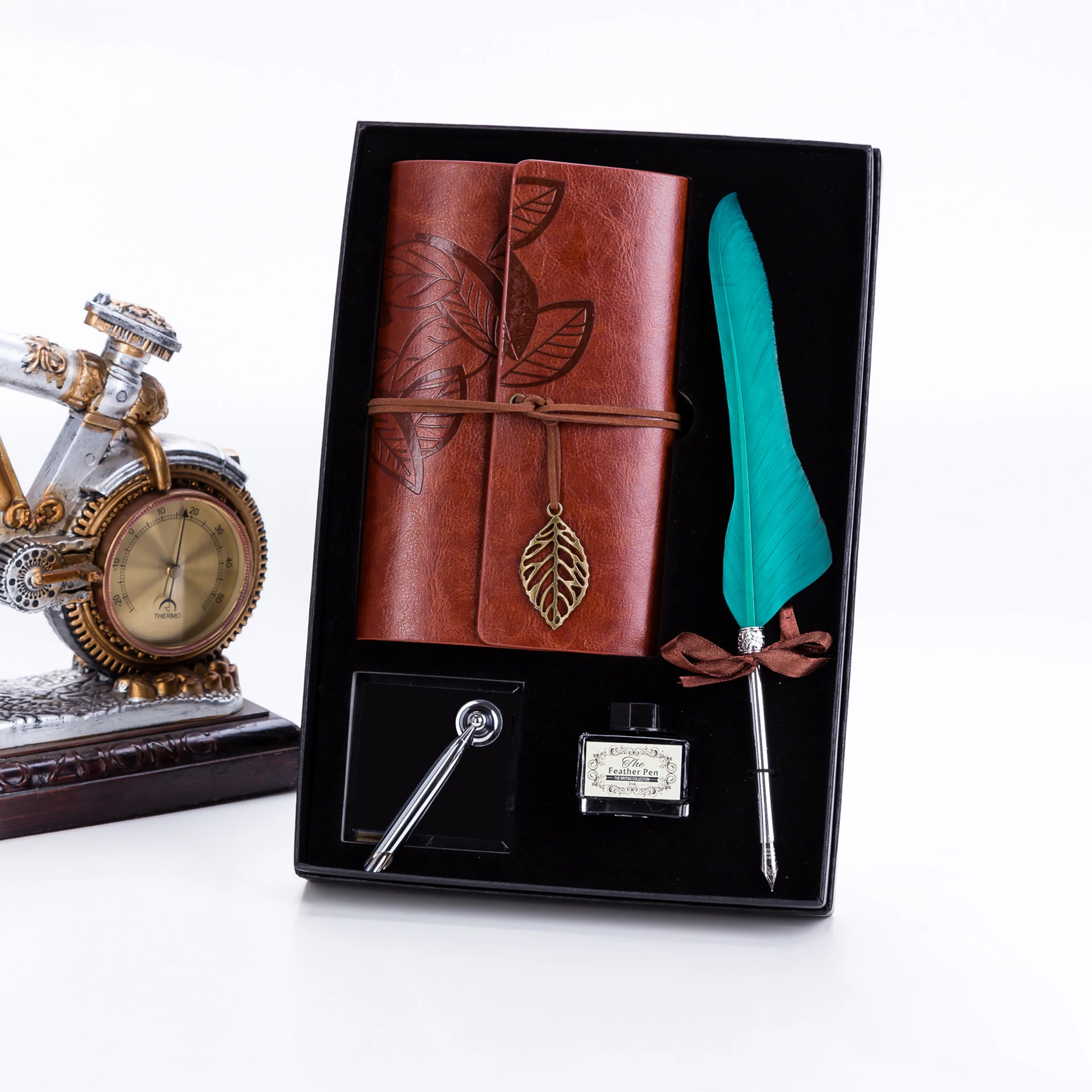 Креативный индивидуальный деловой подарочный набор ретро кожаный блокнот с перьевой ручкой и чернилами окончание учебного сезона канцелярские принадлежности