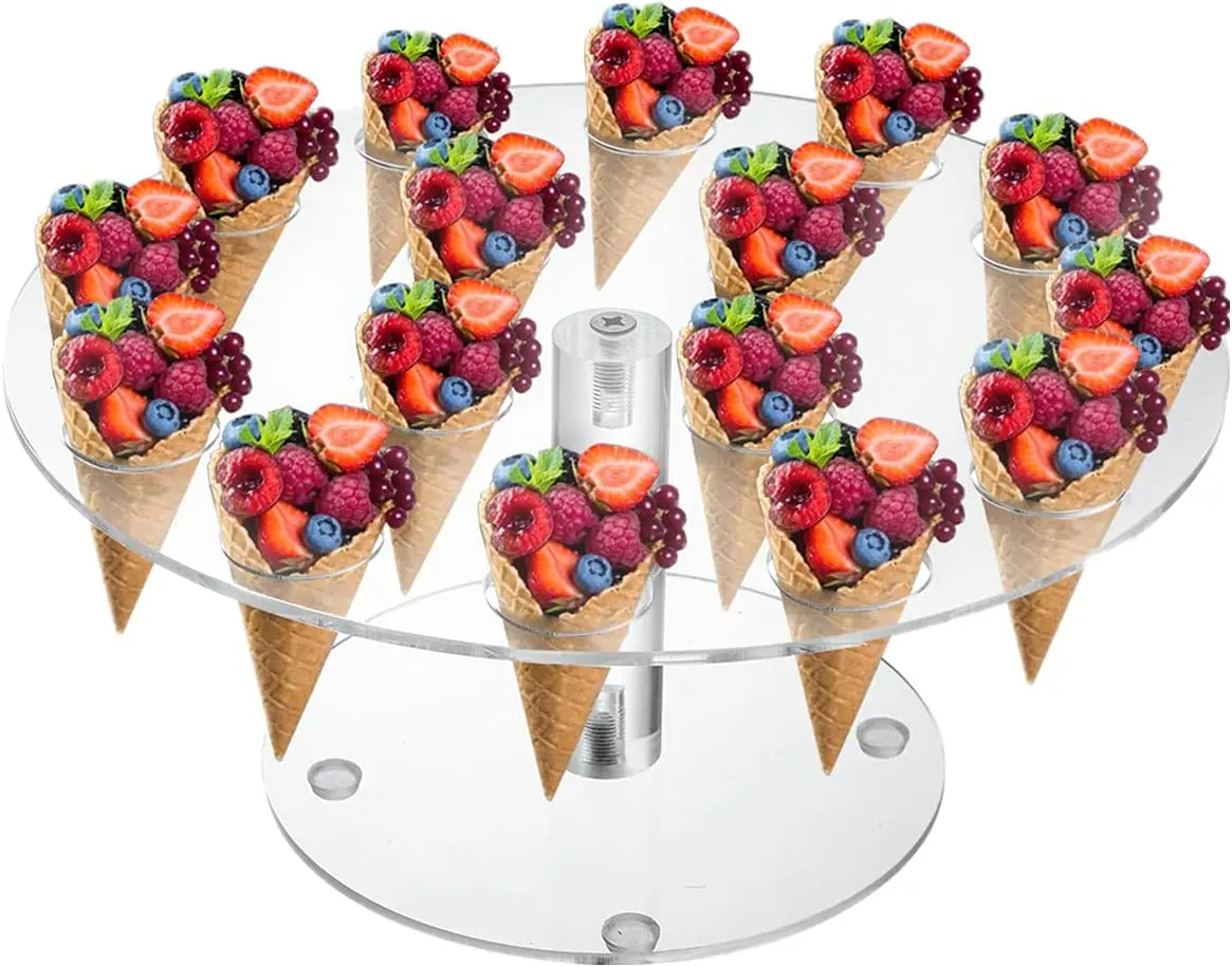 Transparent 16 Hole Acrylic Stand Display Food  Holder, Acrylic Racks Waffle Cone Round Display Holder