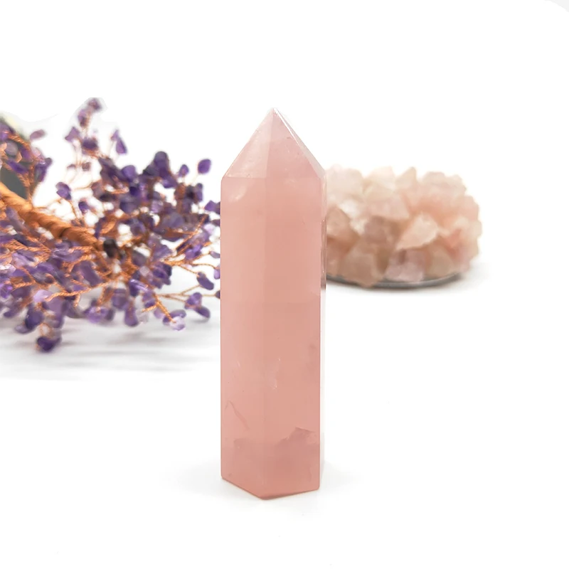 Wholesale High Quality Natural Pink Rose Quartz Obelisk Healing Crystal Terminated Points Stone Tower Crttal Wands