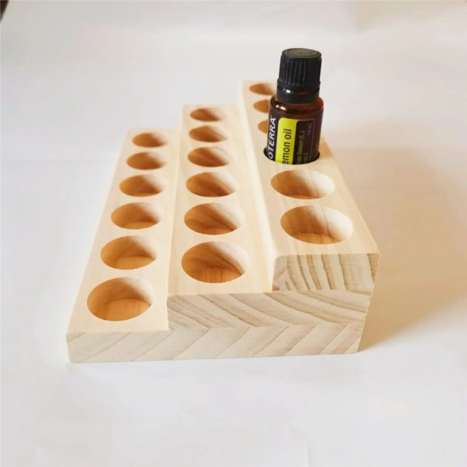 15holes Wooden Essential Oil Display Stand for 5-20ml bottles Perfume Storage Racks Oil Bottles Holder Nail Polish Shelf