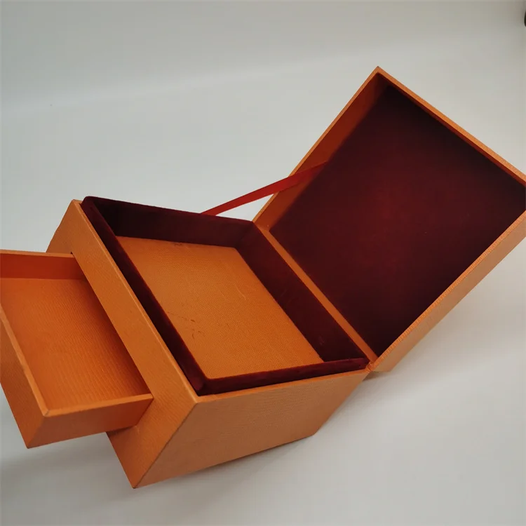 2021 Bespoke Custom Matchbox Style Luxury yellow Storage Box Pull Out Cardboard Slided Drawer Box