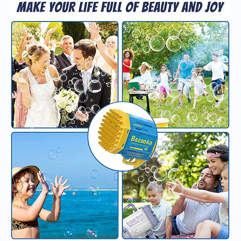 Wholesale rocket kid pistoa de bolhas blower machine bubble boom bubble maker toys 69 hole gatling led rocket bazooka bubble gun