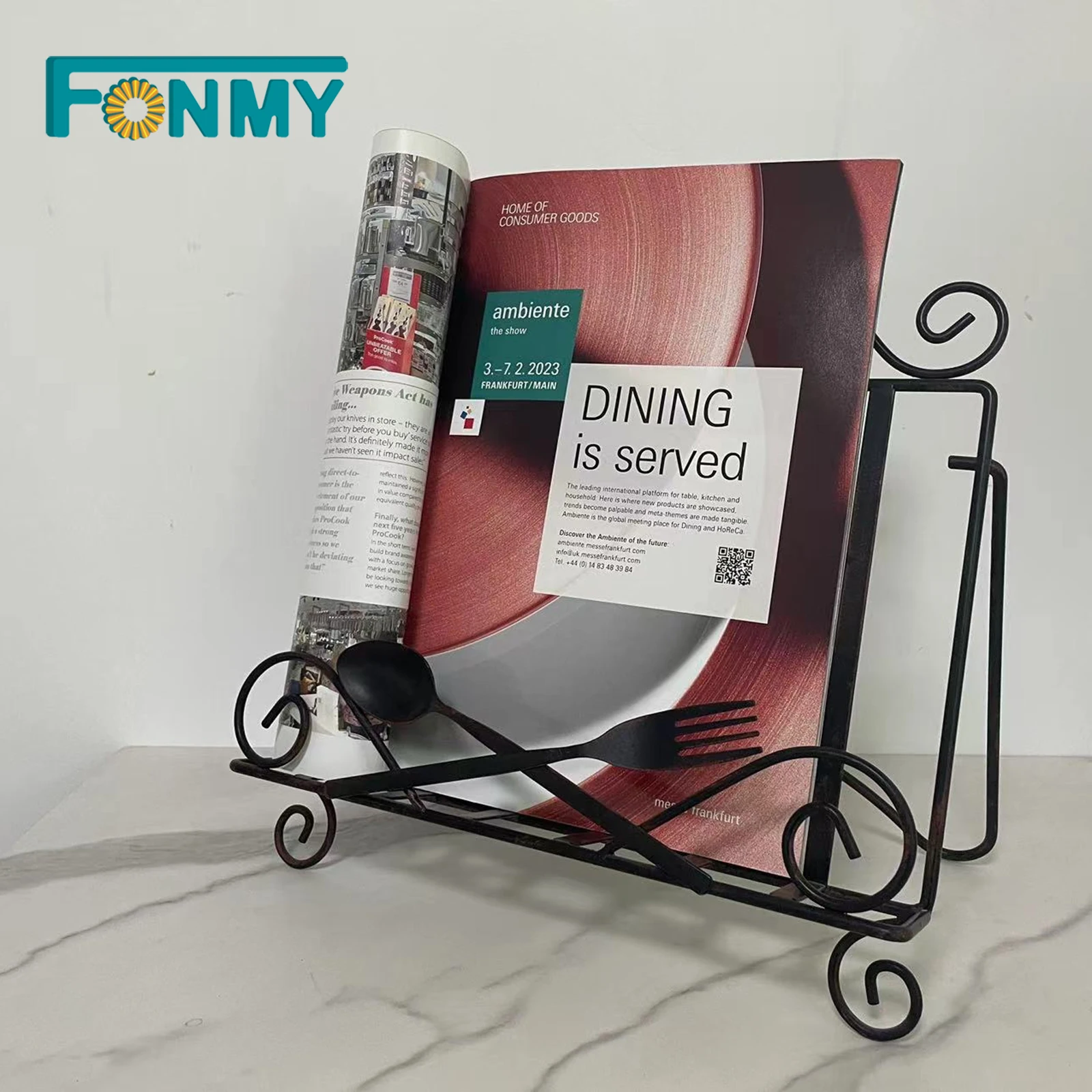 Стойка для журналов Fonmy файл книг газет планшетов в домашних условиях металлический черный