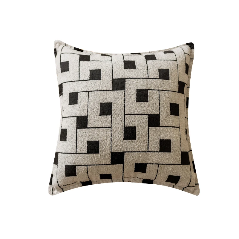 Scandinavian simple black and white colour weave jacquard pillow set sample room hotel home sofa flat bed head cushion pillow