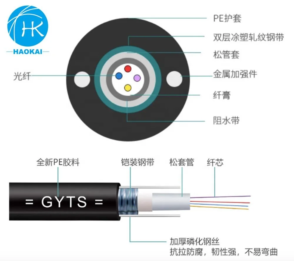 Light Armored 2-12f Single mode/Multimode GYXTW Optical Fiber Cable 1km Price