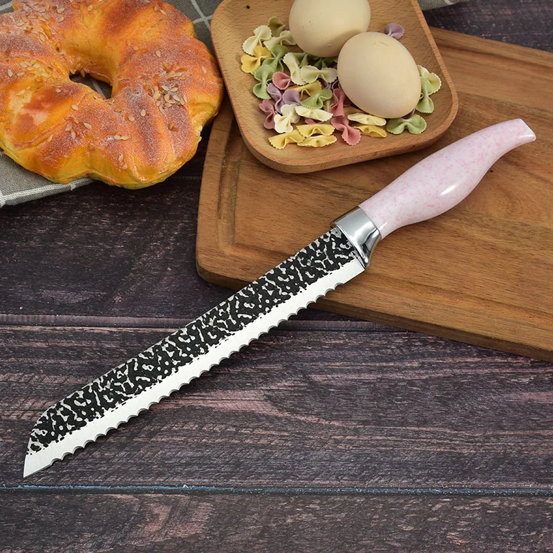 8' Sharp Serrated Blade Bread knife and Cake Slicer with Ergonomic Handle for Hamburger Pizza Pancake