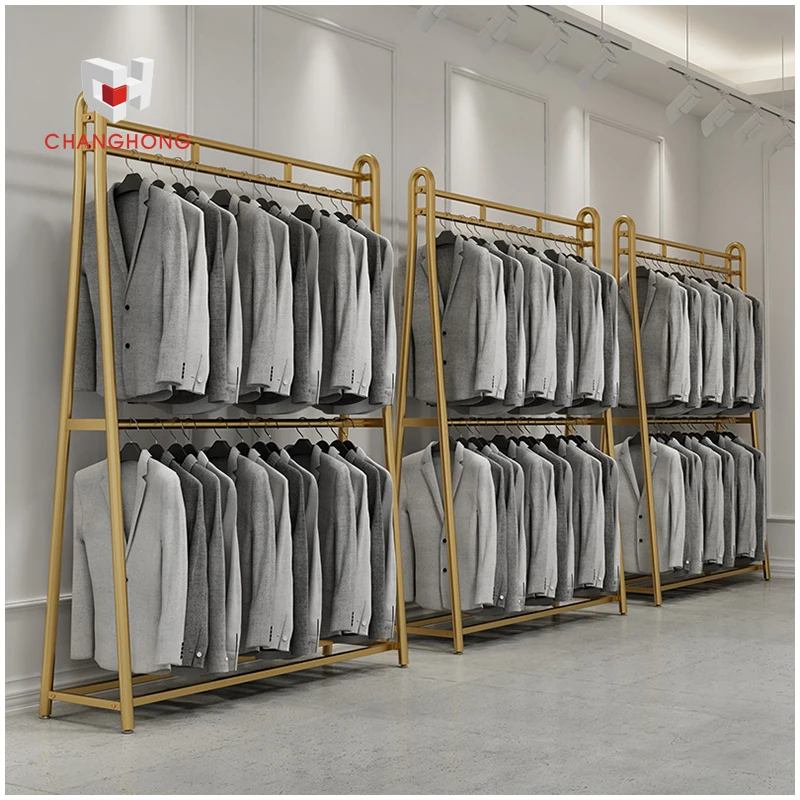 Modern Tailor Shop for display garment Boutique Gold Clothing Wall Rack and Metal Wedding Dress Display Rack
