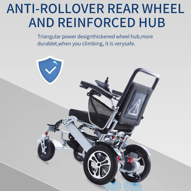 2022 Amazon Hot Selling Aluminum Alloy Lightweight Wheelchair Folding Power Remote Control Portable Electric Wheelchair
