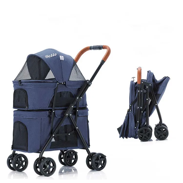 Wholesale Best Pet Strollers Trolley For Dog And Cat Stylish Durable Foldable Double Layer