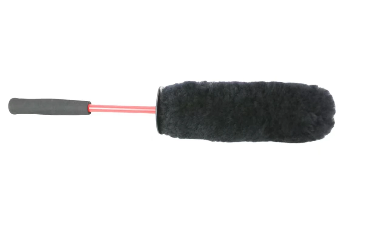 Universal 100% Wool Hair Large Car Wheel Cleaning Brushes With Red Handle