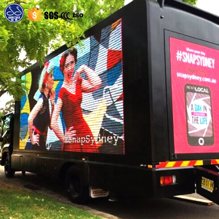 Outdoor full color screen 3 sides p6 stage mobile advertising led van and truck price mobile static billboard trucks for sale