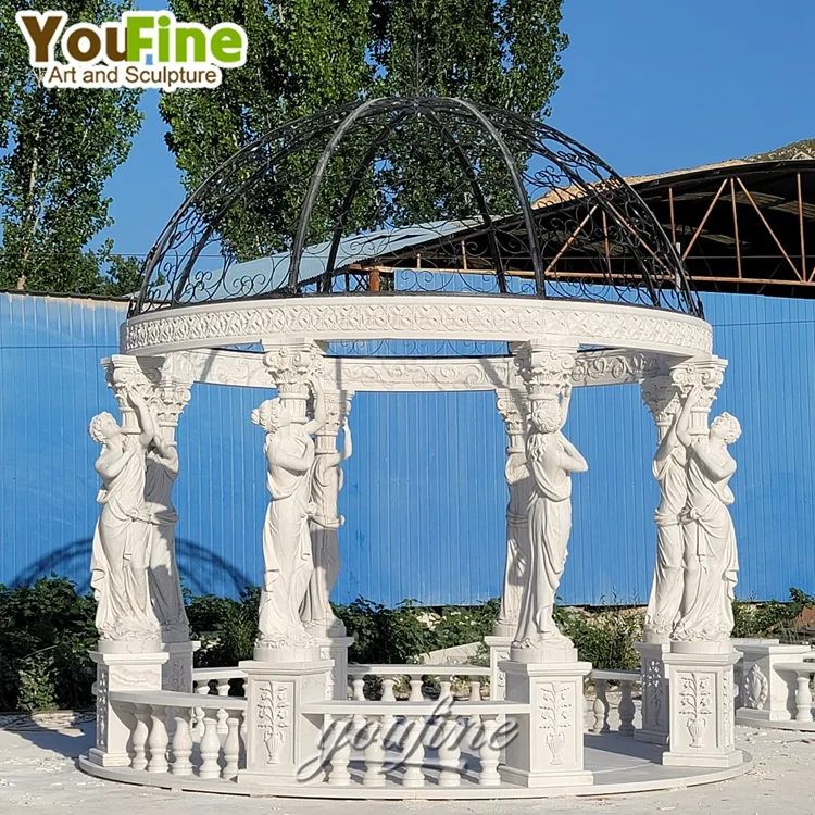 Outdoor Lady Statue Hand Carved Garden Marble Garden Gazebo