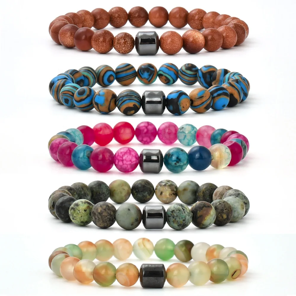 F546  Hot  sweethearts Jewelry  Natural Gemstone Bangles Healing turquoise stone Bead Bracelets  of Men