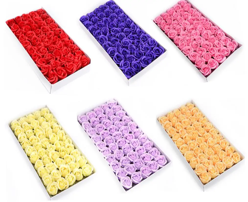 Wholesale 50Pcs Box Handmade Bath Artificial Rose Heads Petals Soap Flower