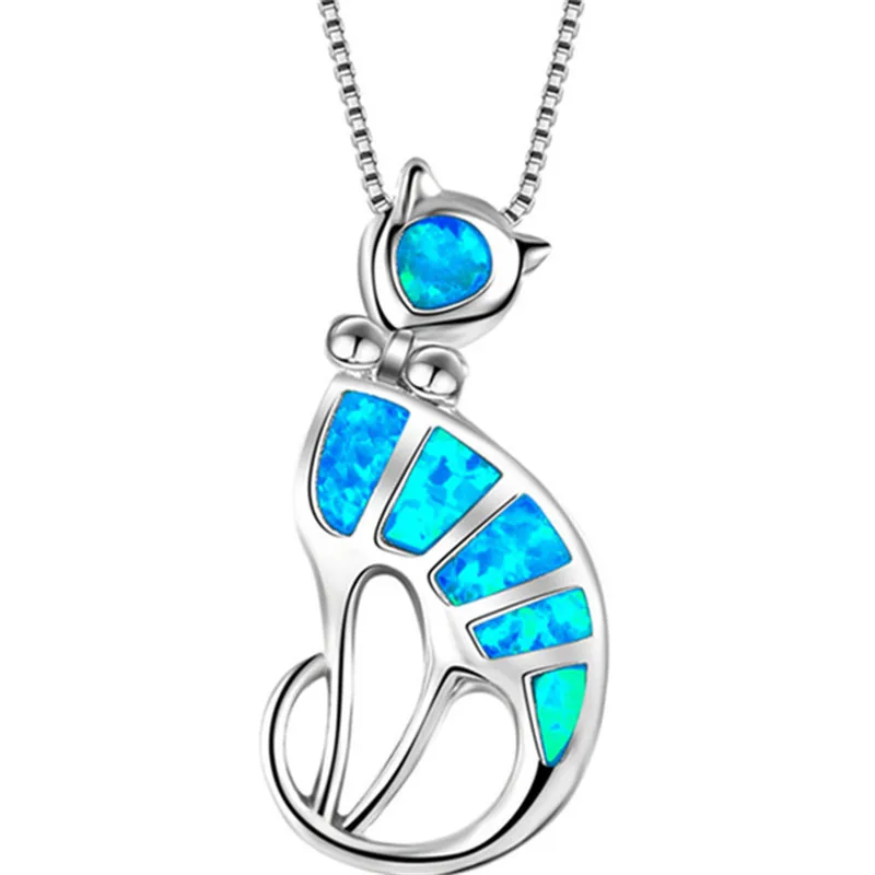 Fashion Silver Filled Blue Opal Sea Turtle Pendant Necklace Animal Beach Jewelry Accessory for women