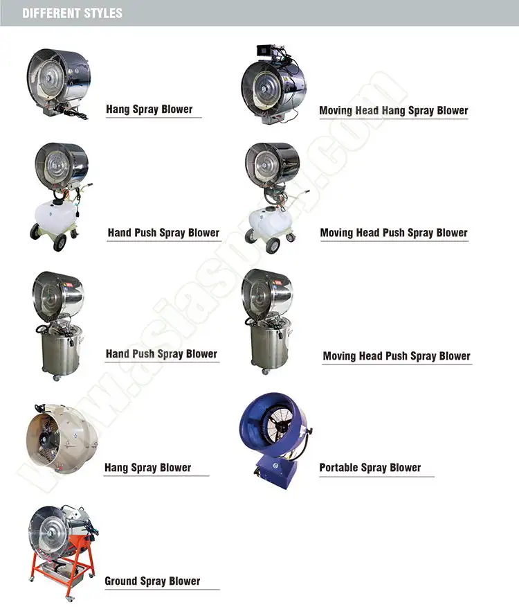 Hand Pushing Shaking Head Pedestal Electric Cooling Public Disinfection Mist Blower Cold Fogging Machine