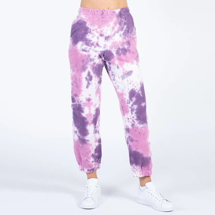 Custom Tie Dye Hip Hop Sports Street Dance Tracksuit Fashion Style Oversized Fit Crop Hoodie Slim Leg Opening Pants Sweatsuit
