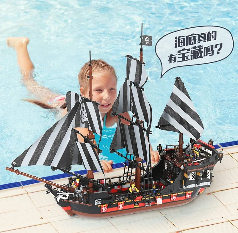 New Arrivals Legos Particle Building Blocks Pirate Ship Boat 3D Model Moc Building Brick Set Toys
