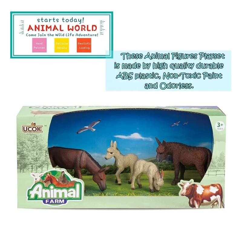 Farm Animal Realistic Horse Pre-school toy for toddler 4-Piece with window box