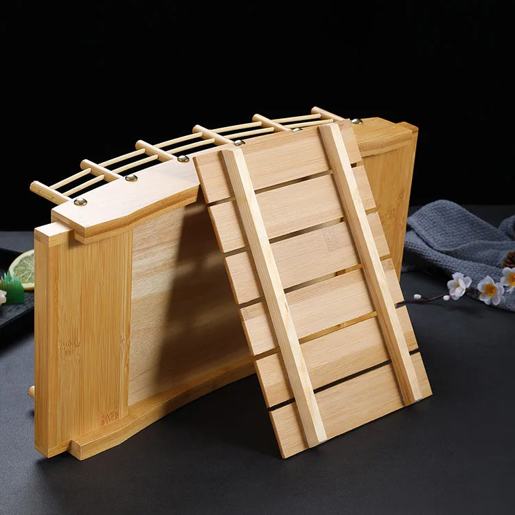 Japanese Restaurant Bamboo Arch Bridge Sushi Boat Plate Tray Large Wooden Sashimi Serving Sushi Bridge Hokkaido