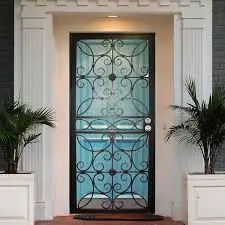 KDSBUILDING Customizable Wrought Iron Doors with Glass Inserts