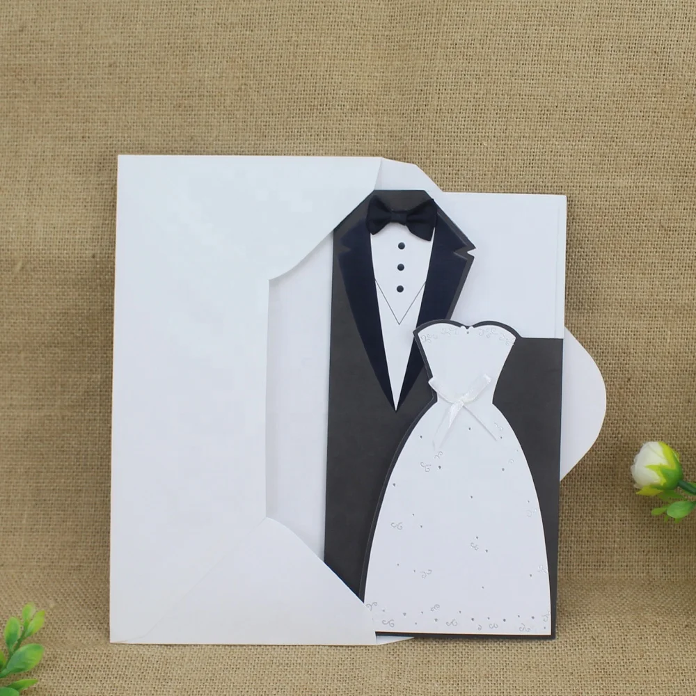 2020 Ideal Products Elegant Folding Bride and Groom Wedding Invitation Card