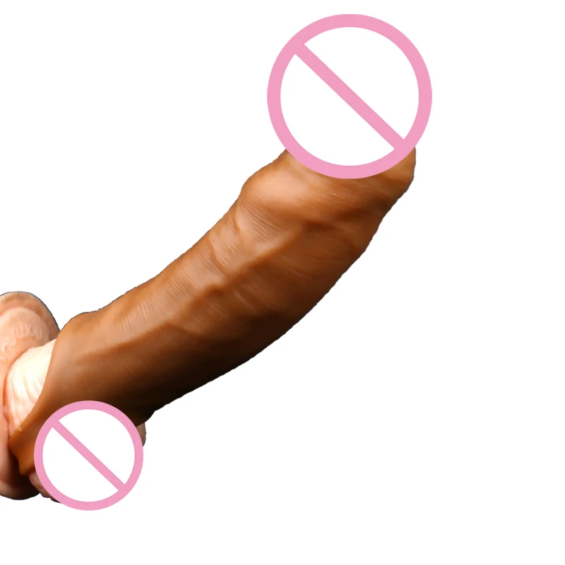 Vibrating Dildo Use Liquid Silicone Vibration Penis Extender Sex Toys Penis Extension Sleeve