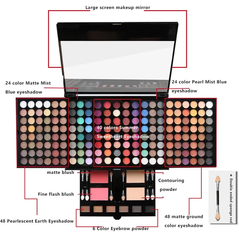 ES140 New 194 colors valise kit de maquillage complet make up pour professionnel cosmetics blush eyeshadow all in one makeup set