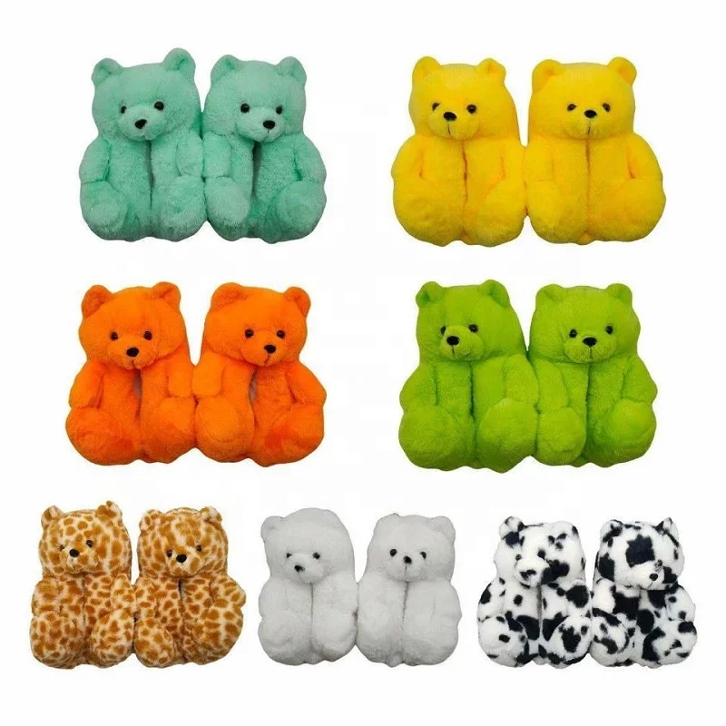 Teddy bear slippers fuzzy teddy Wholesale Plush adult Slipper House for Women Girls home slippers