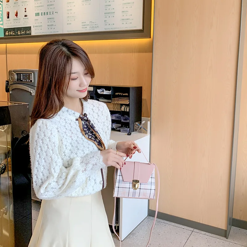2023 Plaid Striped Shoulder Bag PU Leather Woman Body Handbag Crossbody Shoulder Bag Fashion Lady Cross Bag For Women