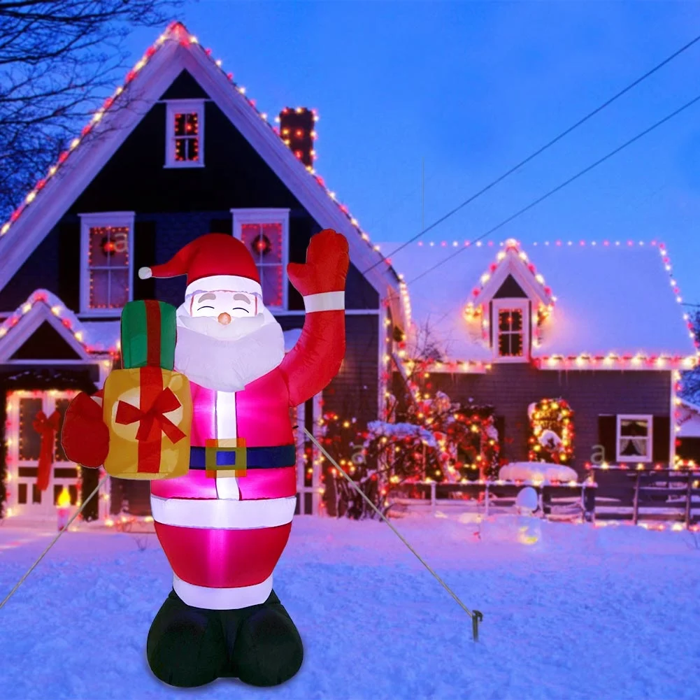 Ourwarm Blow Ups Ornament Yard Decoration Outdoor Santa Claus in Reindeer Sleigh Chair Christmas Inflatable