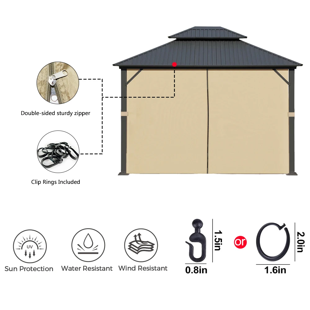 Curtains 3x3 Waterproof Sun protection Canopy Pergola Tent Portable Gazebo Curtains Shade