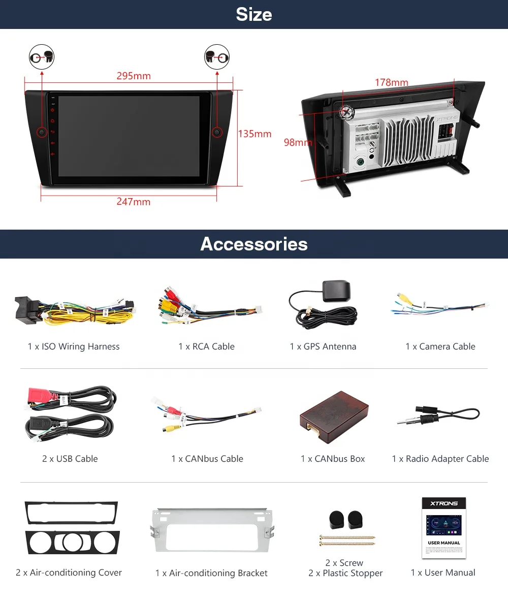 XTRONS 9 inch android car video player for bmw E90 E91 E92 E93 M3 car screen with carplay car audio radios para autos