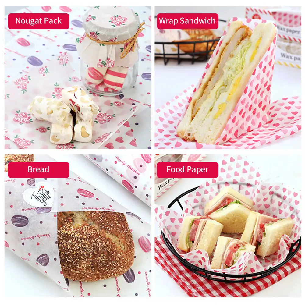 50Pcs Food Grade Wax Paper Grease Paper Food Wrappers Wrapping Paper For Bread Candy Cake Burger Fries Oilpaper Baking Tools