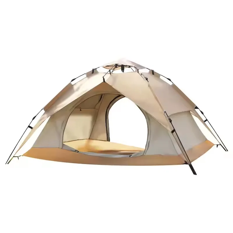 High Quality 210D Oxford PU 3000mm Waterproof Beige Double Layers Outdoor Automatic Camping Tents for 3-4 Person